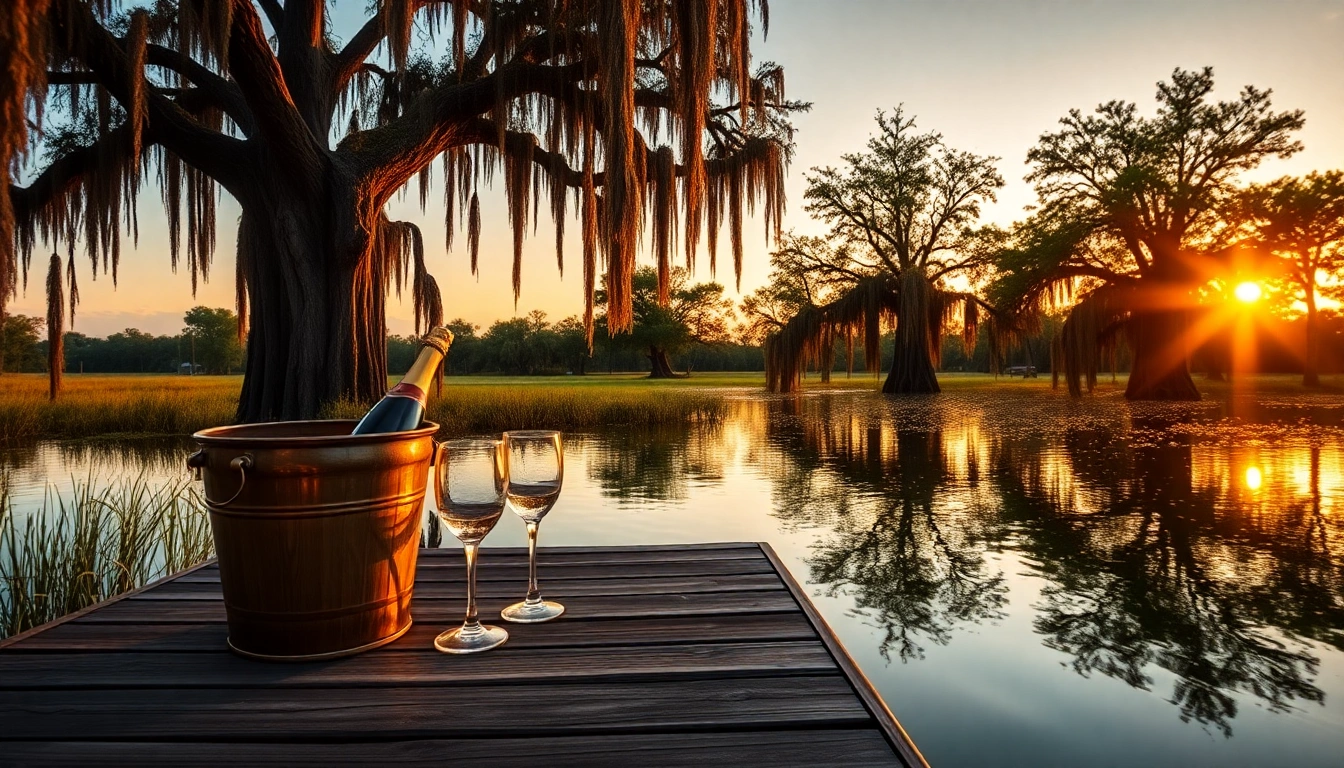 Bayou dock celebration scene